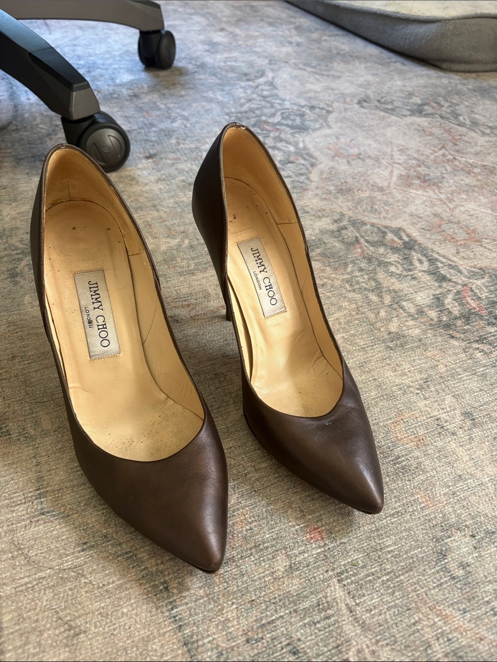 Jimmy Choo Vintage Brown Leather Pointed-Toe Pumps